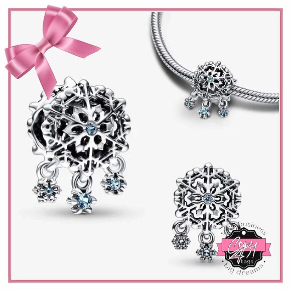 Icy Snowflake Drop Charm - Picture 1 of 8